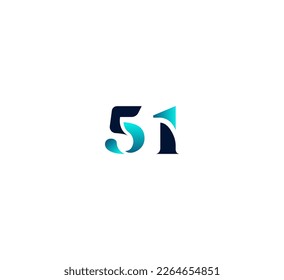 51 Number logo design template elements. Modern abstract digital number logo. Vector illustration.