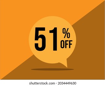 51% off. Banner with fifty one percent discount on a yellow square balloon.  