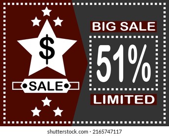51% off. Big sale vector banner with discount star.