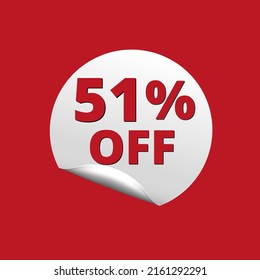 51% off with red background and white sticker at amazing discount sale