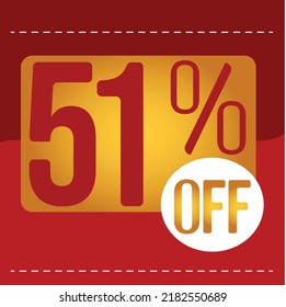 51% off. red and orange banner with floating balloon for promotions and offers
