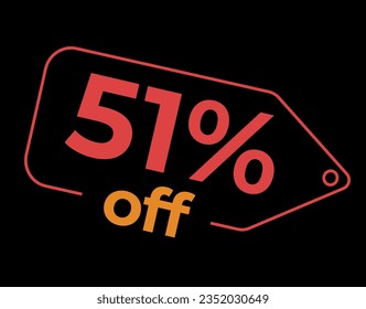 51% off, %off. Sale and discount labels. Discount price icon. %Off. percent sales. Vector Illustration. Image for sale, image for promotion.