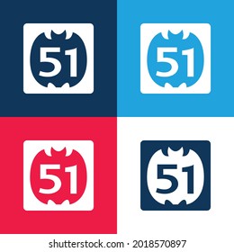 51 Auf Social Logo blau und rot vier Farben minimale Icon Set