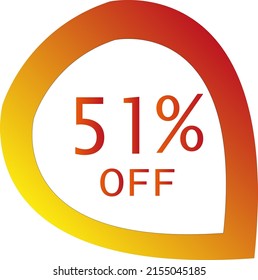 51% de descuento con formato de círculo vectorial fuera de naranja