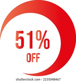 51% de descuento con formato de círculo vectorial fuera de naranja