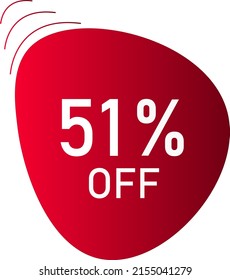 51% de descuento con el formato de círculo del vector rojo.