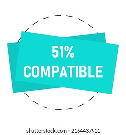51% percentage compatible vector art illustration sign symbol - flat art illustration with fantastic looking font and blue colorshape isolated on white background