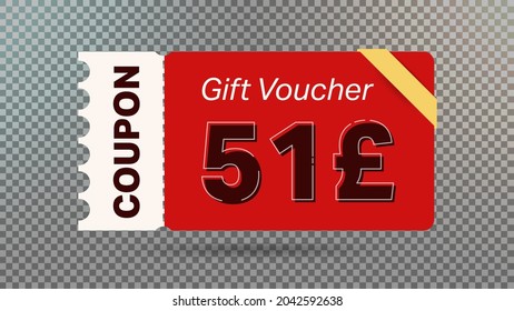 51 Pound coupon promotion sale for website, internet ads, social media.Big sale and super sale coupon code Pound 51 discount gift voucher coupon vector illustration summer offer ends weekend