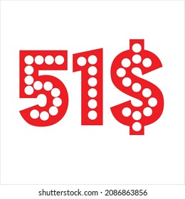 51$ promotion sale for website, internet ads, social media.Big sale and super sale coupon code dollar 51$ discount gift voucher coupon summer offer ends weekend