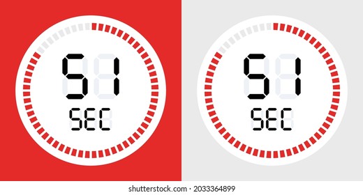 51 sec, Countdown time digital stop chronometer symbol