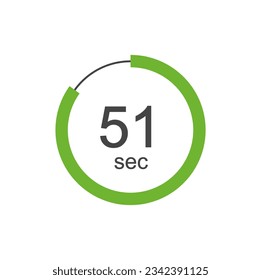 51 sec Digital Countdown Timer Vector Icon. 51 sec Stopwatch Analog or Digital Timer Illustration.