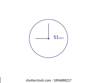 The 51 seconds, Timer 51 sec icon, stopwatch vector icon. Clock and watch, timer, countdown symbol