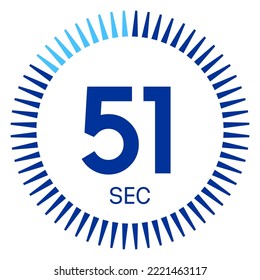 51 seconds,concept of time,timer icon,vector illustration,circle time pie diagram.