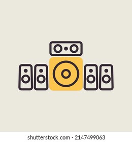 5.1 surround sound system isolated vector icon. Graph symbol for music and sound web site and apps design, logo, app, UI