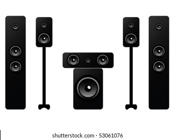 5.1 Surround Sound System Isolated On White Background