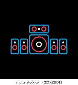 5.1 Surround Sound System Vector On Black Background Icon. Graph Symbol For Music And Sound Web Site And Apps Design, Logo, App, UI