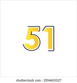 51 th anniversary event party. Vector illustration. numbers template for Celebrating.