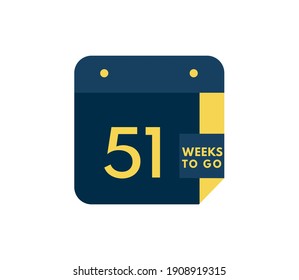 51 Weeks to go calendar icon on white background