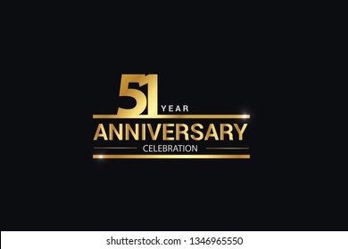 51 year anniversary celebration logotype. anniversary logo with golden and Spark light white color isolated on black background, vector design for celebration, invitation card greeting card-Vector