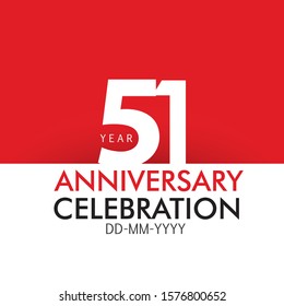 51 year Anniversary Concept Red Color and White for Banner, Greeting Card - Vector