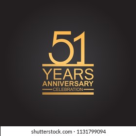 51 years anniversary celebration design with thin number shape golden color for special celebration event