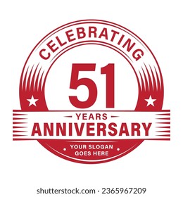 51 years anniversary celebration design template. 51st logo vector illustrations.