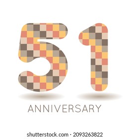 51 years anniversary celebration. Logo  on white background. Vector illustration for invitation card, celebration, greeting card, cover, label, flyer.