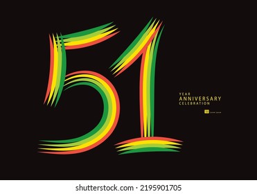 51 years anniversary celebration logotype colorful line vector, 51th birthday logo, 51 number design, Banner template, logo number elements for invitation card, poster, t-shirt.