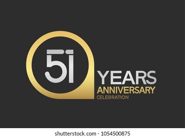 51 years anniversary celebration simple design with golden circle and silver color combination 