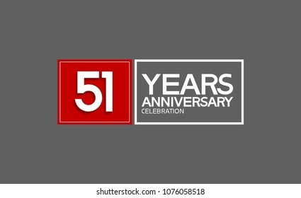 51 years anniversary design horizontal square style with red and white color for celebration event