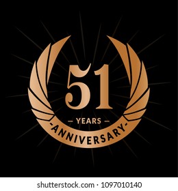 51 years anniversary. Elegant anniversary design. 51 years logo.