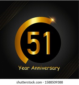 51 years anniversary golden color with circle ring isolated on black background for anniversary 