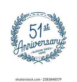 51 years anniversary logo collection. 51st years anniversary celebration hand drawn logotype. Vector and illustration