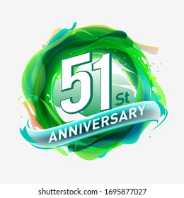 51 years Anniversary logo with colorful abstract background, vector design template elements for invitation card and poster your birthday celebration.