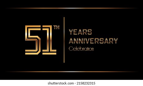 51 Years Anniversary logotype. Anniversary celebration template design for booklet, leaflet, magazine, brochure poster, banner, web, invitation or greeting card. Vector illustrations.