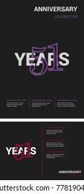 51 Years Anniversary Logotype design with overlapping styles between numbers and letters