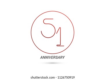 51 Years Anniversary logotype with rounded and simple red colored font numbers isolated on white background for company celebration event, birthday