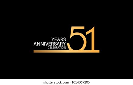 51 years anniversary logotype with single line golden and silver color for celebration 