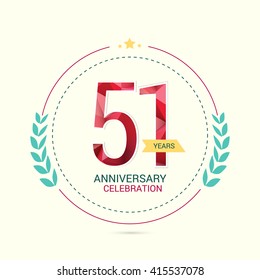 51 Years Anniversary with Low Poly Design and Laurel Ornaments