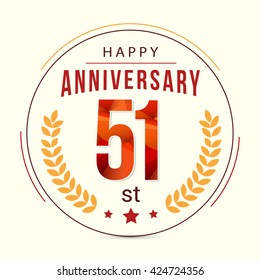 51 Years Anniversary with Low Poly Design and Laurel Ornaments