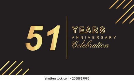 51 years anniversary luxury gold isolated on black background for 51th anniversary celebration event vector