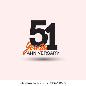 51 years anniversary simple design with negative style and yellow color isolated in white background