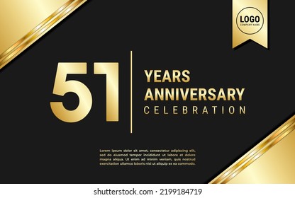 51 Years Anniversary template design. Golden Anniversary Celebration, vector illustration.