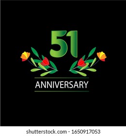 51 Jahre Jubiläum. Vektorillustration Design Grußkarte mit dekorativem Blumen für Feiern