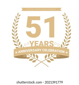 Icono vectorial de 51 años, logotipo. Elemento de diseño gráfico con número y composición de texto para el 51º aniversario.