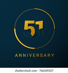 51 Years Anniversary Vector Logo Design Isolated on Dark Background
