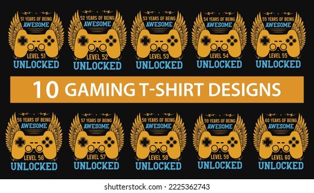 51 years of being awesome level 52 unlocked gaming tshirt design