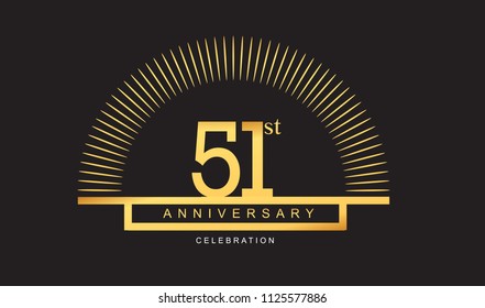 51 years golden anniversary logo celebration with firework elegant design for anniversary celebration.
