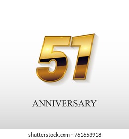 51 Years Golden Anniversary Vector Logo Design Isolated on White Background