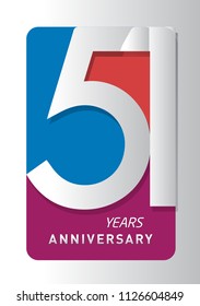 51 years old celebrating modern logo. Colored happy anniversary template numbers. vector design for celebration, invitation card, and greeting card